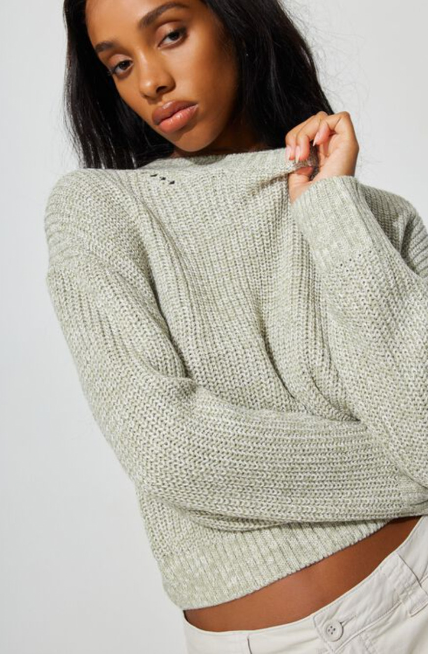 GARAGE Charlotte Super Soft Sweater Green Size Small NWOT Chunky Knit